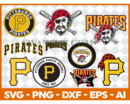 Pittsburgh Pirates MLB svg Cut Files Baseball Clipart Bundle