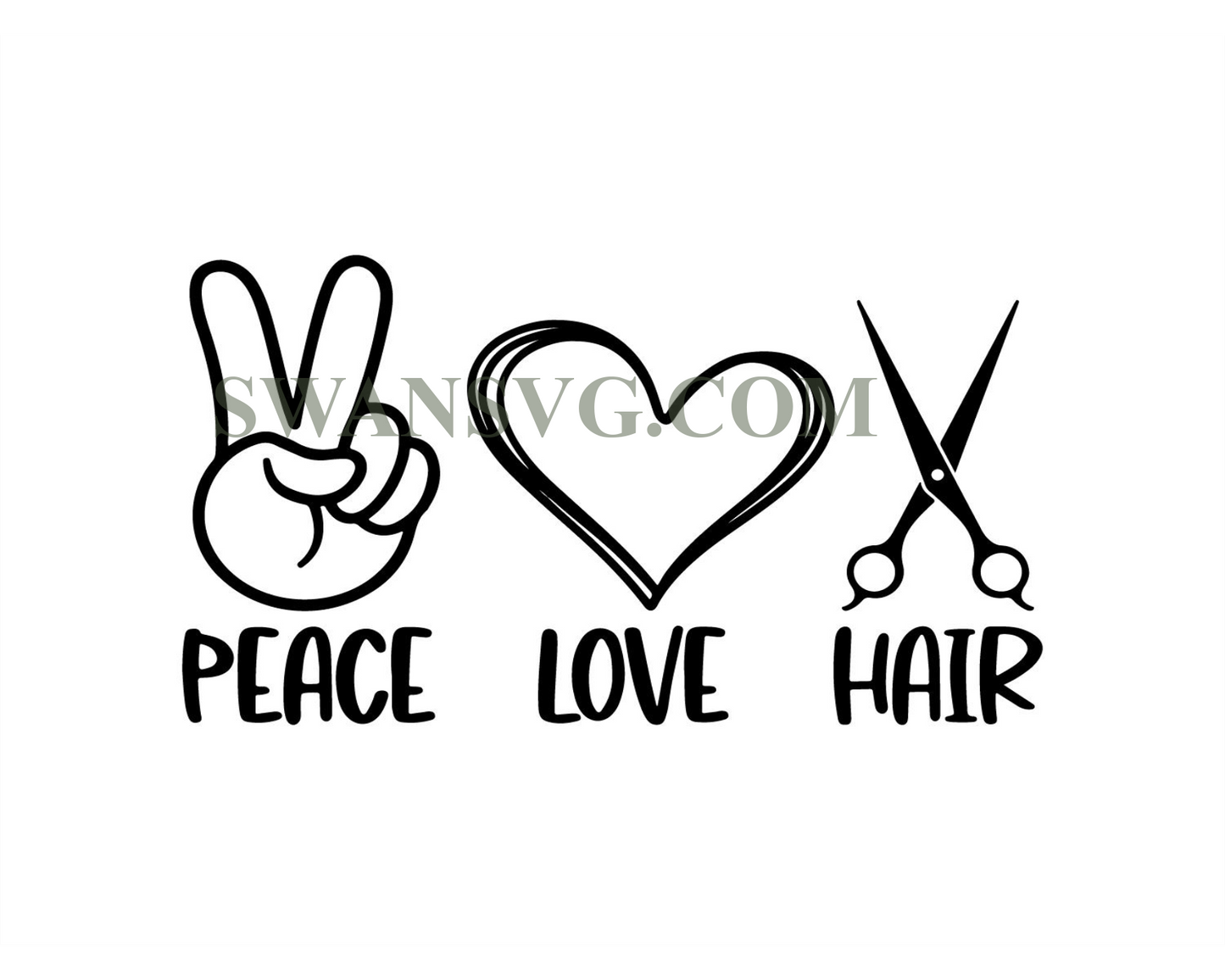 Peace Love Hair SVG, Hairstylist SVG, Cut File, Cricut