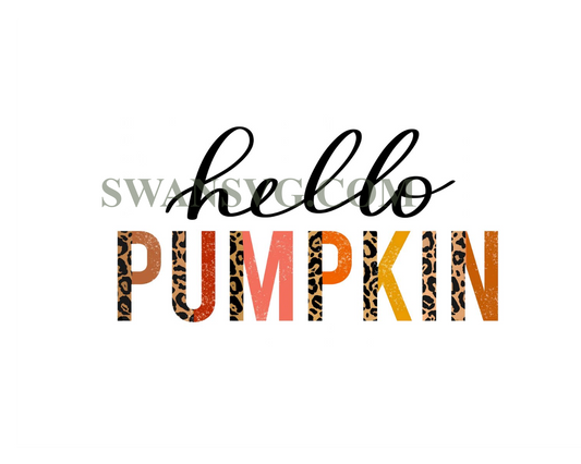 Hello Pumpkin Sublimation, Half Leopard PNG, Fall Sublimation PNG