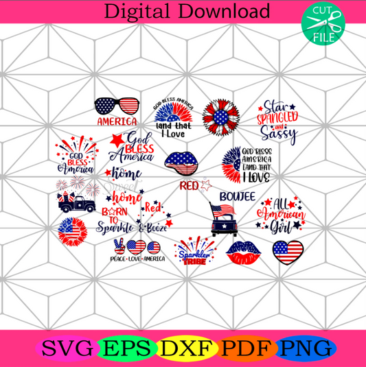 Happy 4th Of July America Bundle Svg, 4th Of July Svg