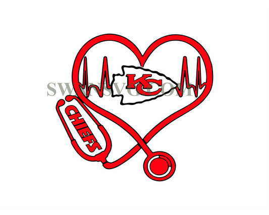 Nurse Heartbeat Love Kansas City Chiefs Svg Digital Download