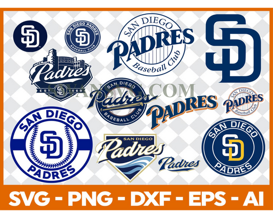 San Diego Padres MLB svg Cut Files Baseball Clipart Bundle