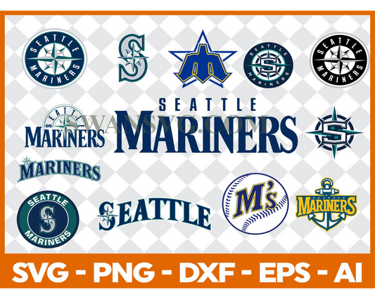 Seattle Mariners MLB svg Cut Files Baseball Clipart Bundle