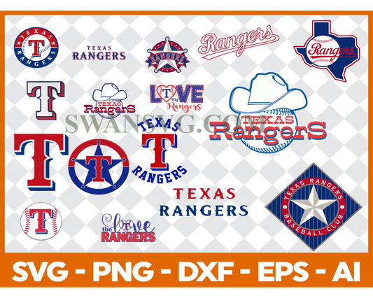 Texas Rangers MLB svg Cut Files Baseball Clipart Bundle