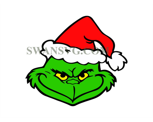 Grinch Face, Dr. Seuss, Christmas SVG PNG, Digital Designs, Sticker