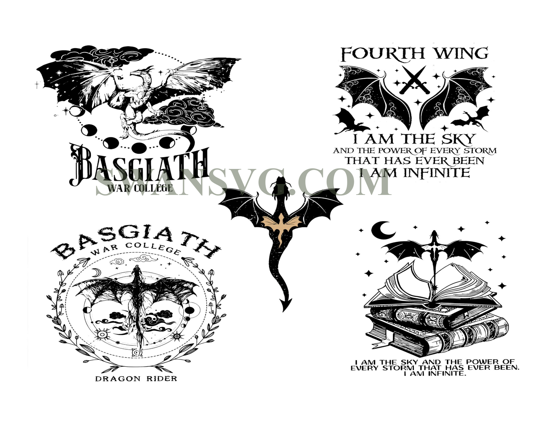 Basgiath Digital File, Rebecca Yarros Png, Fourth Wing Png, Xaden – SwanSvg