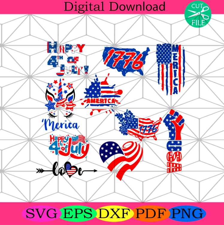 Happy 4th Of July Bundle Svg, 4th Of July Svg, American Flag