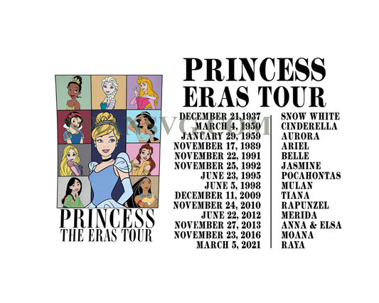 Princess Eras Tour Digital Design, Princess Tour PNG, Eras Tour