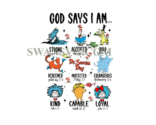 God Says I am Dr Suess Png, Reading Season, Suess Season, Dr.Suess