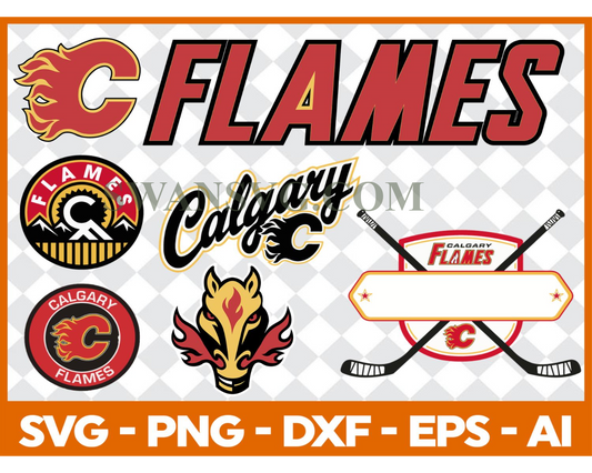 Calgary Flames Bundle Svg, Bundle NHL Hockey Svg, NHL HOCKEY Svg