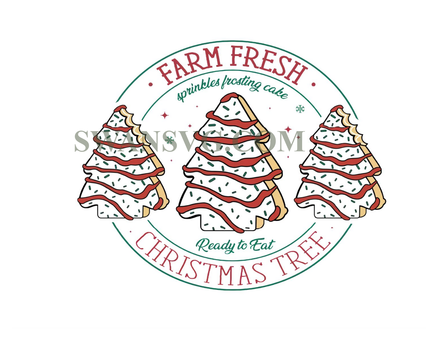 Farm Fresh Christmas Tree Cakes Png Sublimation File