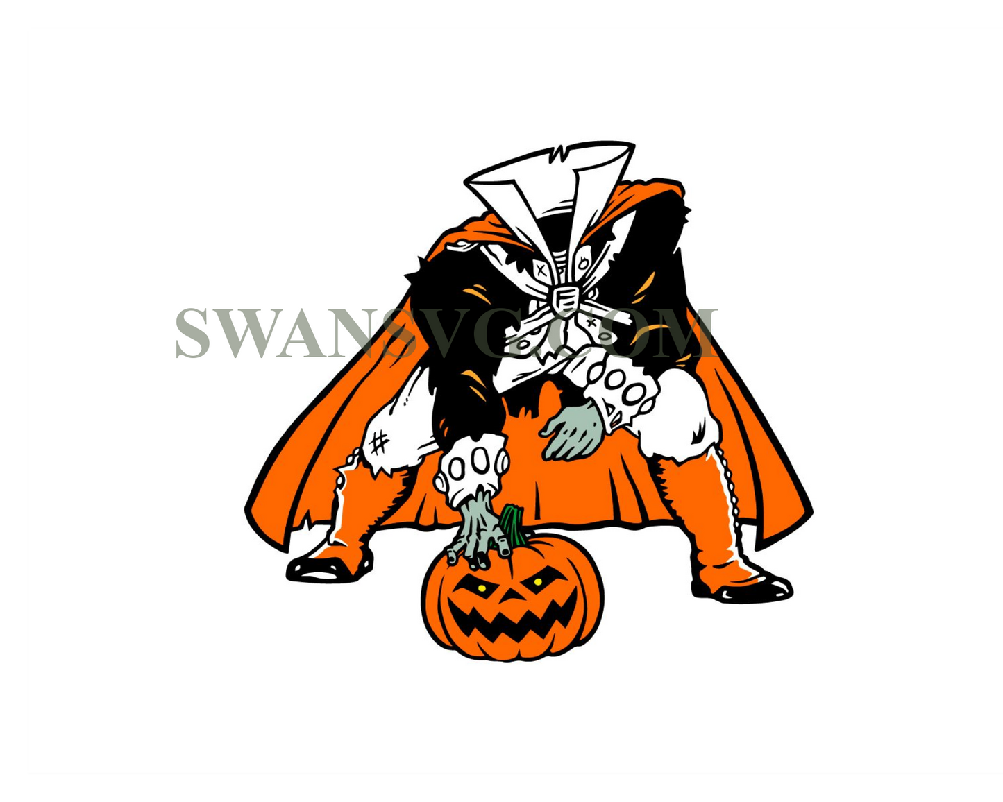 Headless Horseman Halloween Svg, Pumpkin Skull Halloween Svg