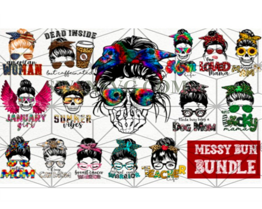 Messy Bun Bandana Bundle, Messy Bun Sublimation, Mothers Day