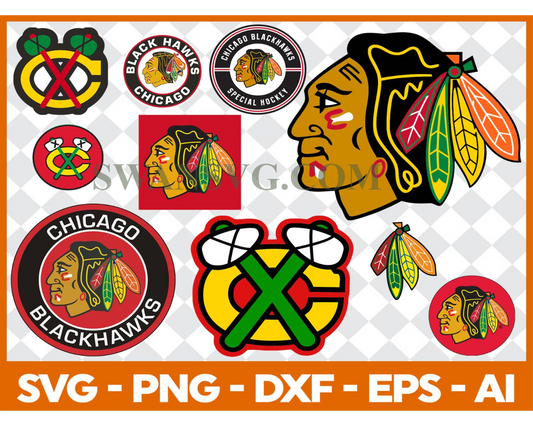 Chicago Blackhawks Bundle Svg, Bundle NHL Hockey Svg, NHL HOCKEY Svg