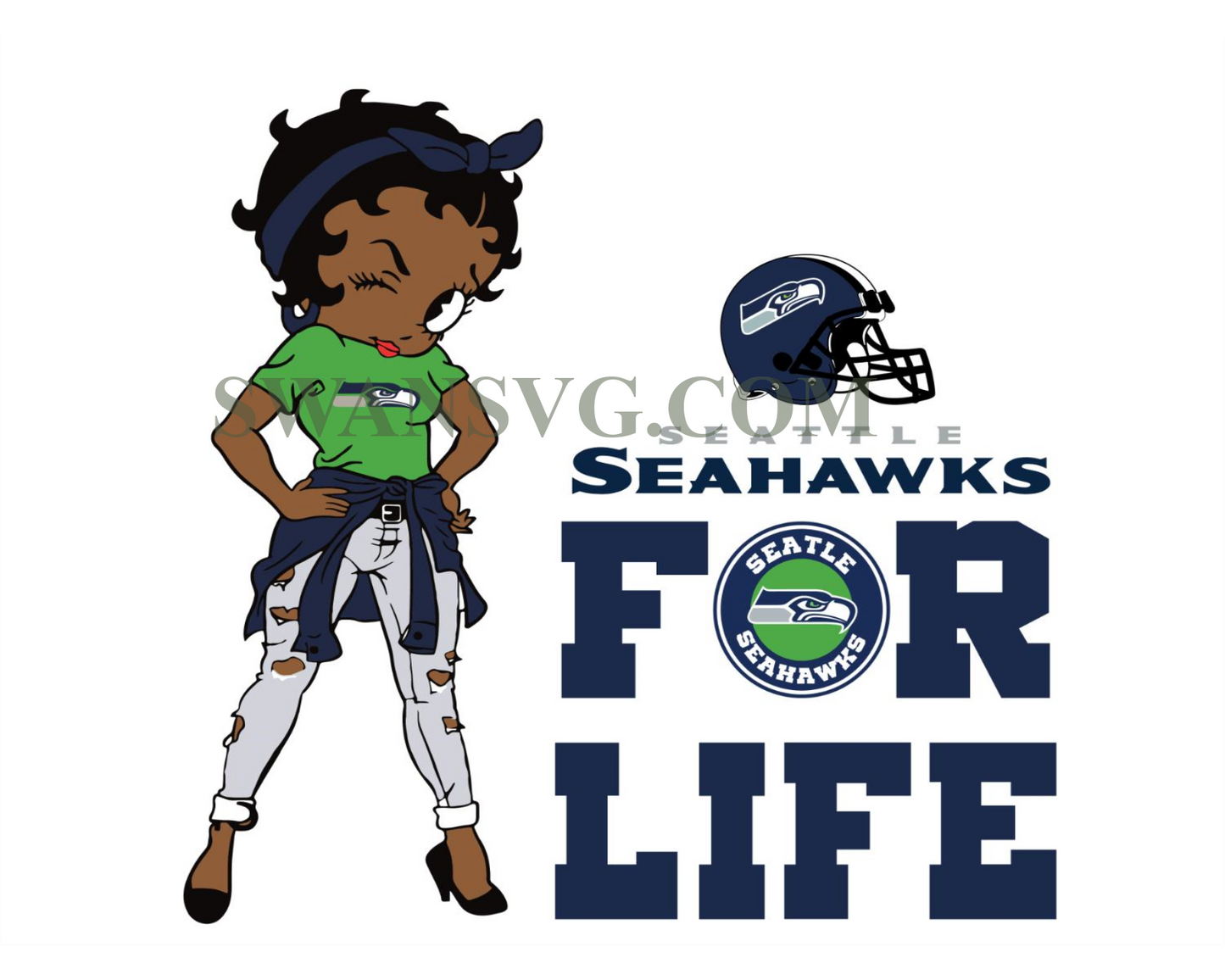 Seattle Seahawks Betty Boop For Life Svg Digital File