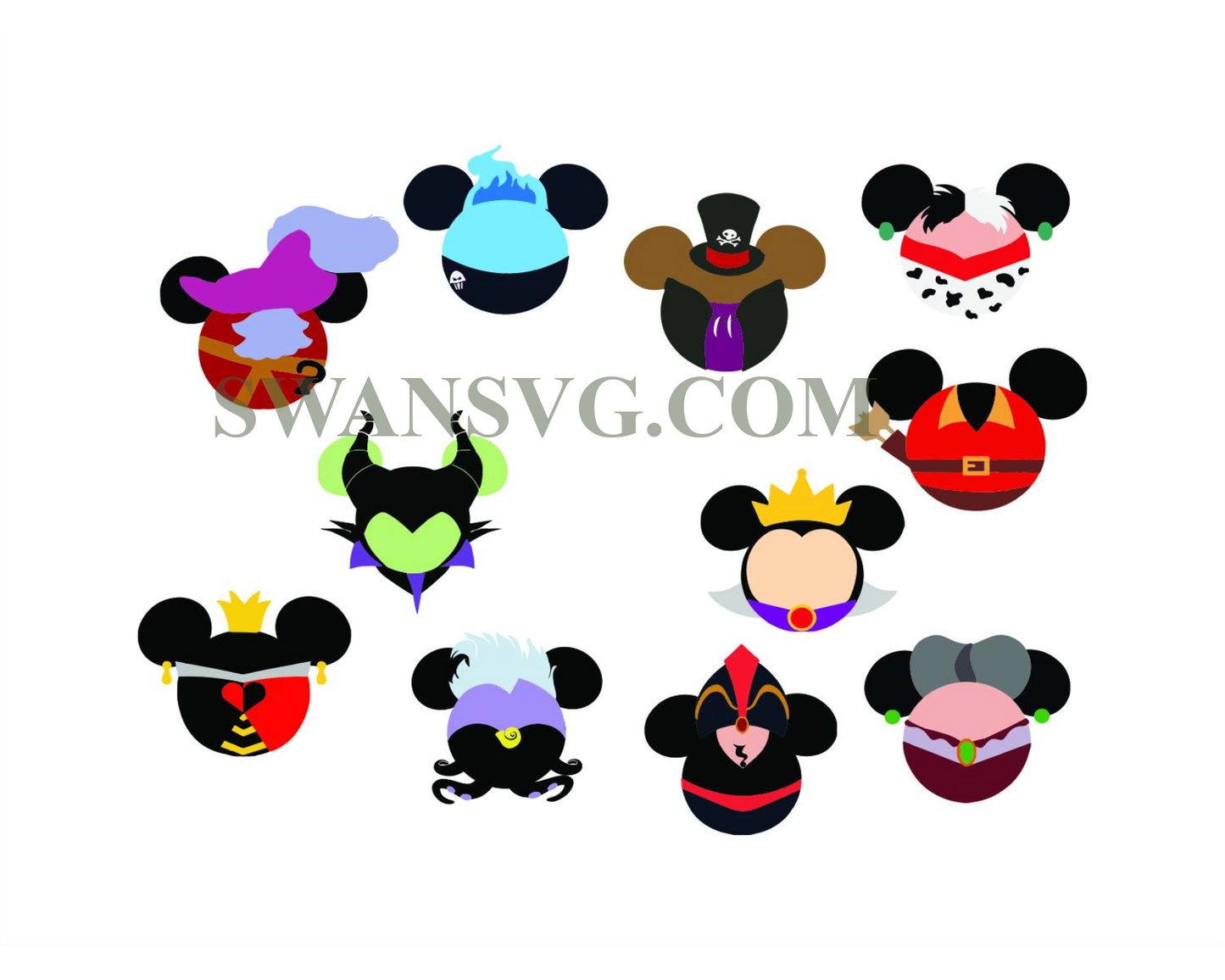 Disney Villains Mickey Head Svg Bundle, Trending Svg, Disney Villains