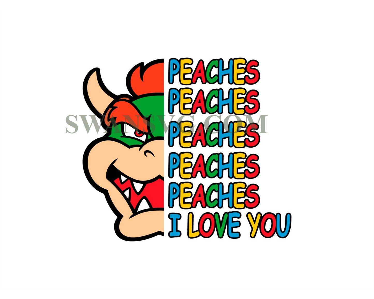 Peaches Peaches Peaches Bowser Png, Princess Peach I love you