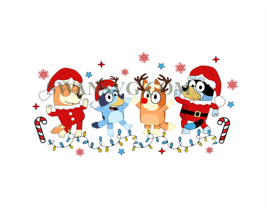 Blue Dog Friends Png, Christmas Blue Family Png, Merry Bluemas