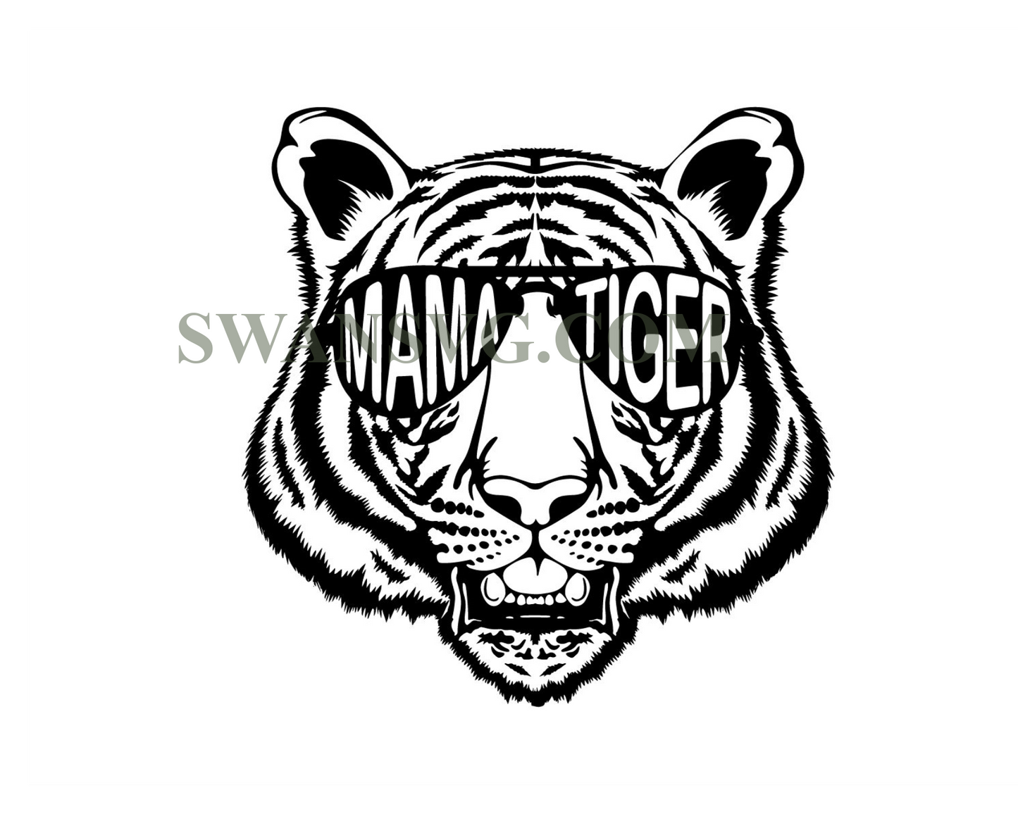 Mama Tiger Svg, Tiger Head With Glasses Svg, Tiger Mom Svg, Tiger Face