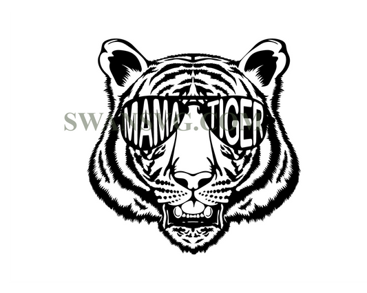 Mama Tiger Svg, Tiger Head With Glasses Svg, Tiger Mom Svg, Tiger Face