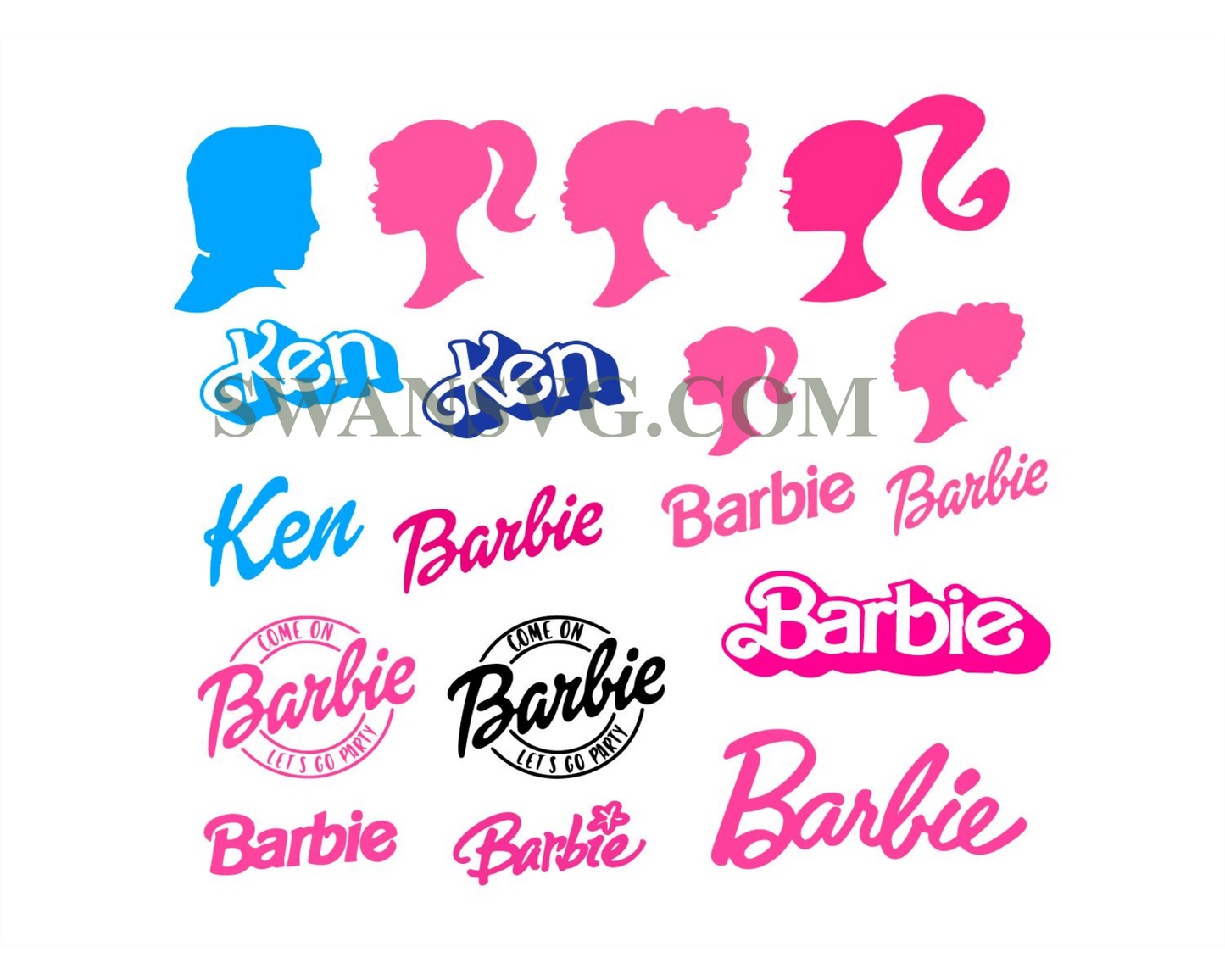 Barbie and Ken PNG, 16 Svg Bundle, Doll Svg Logo, Cricut