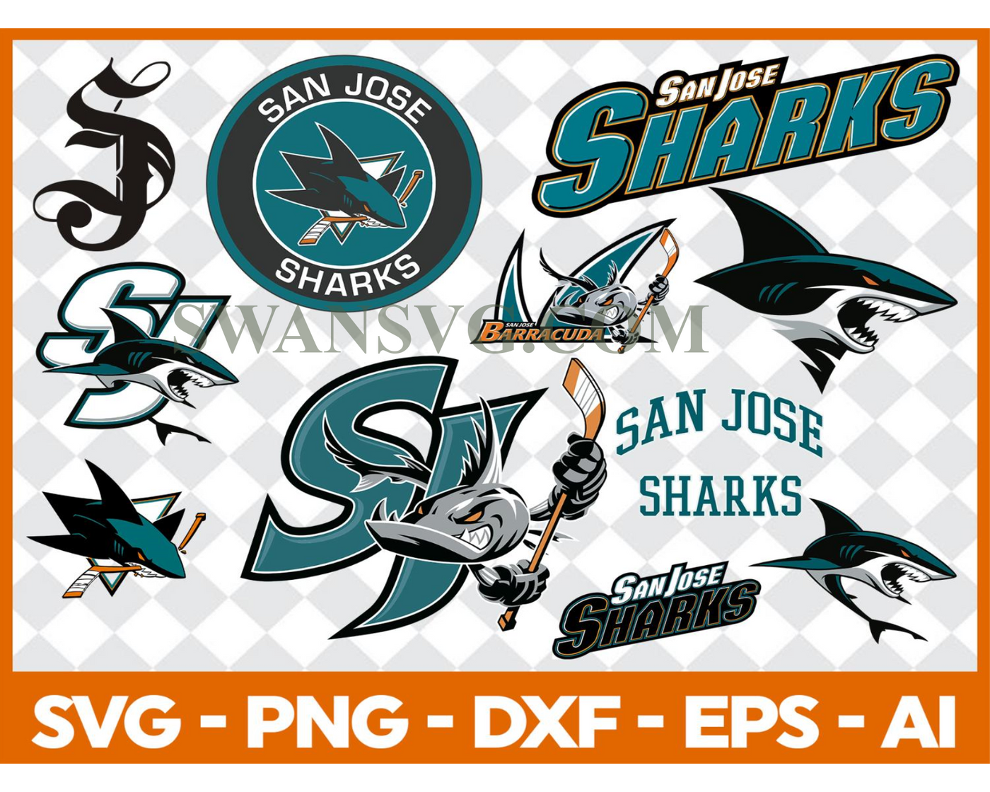 San Jose Sharks Bundle Svg, Bundle NHL Hockey Svg, NHL HOCKEY Svg