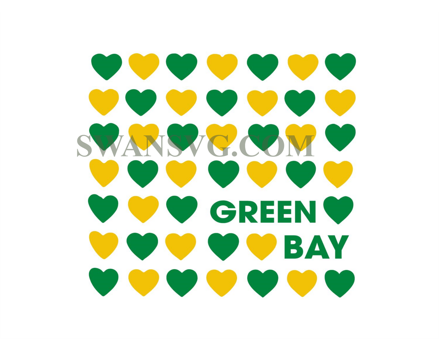 Green Bay Packers Heart Pattern Svg Digital Download