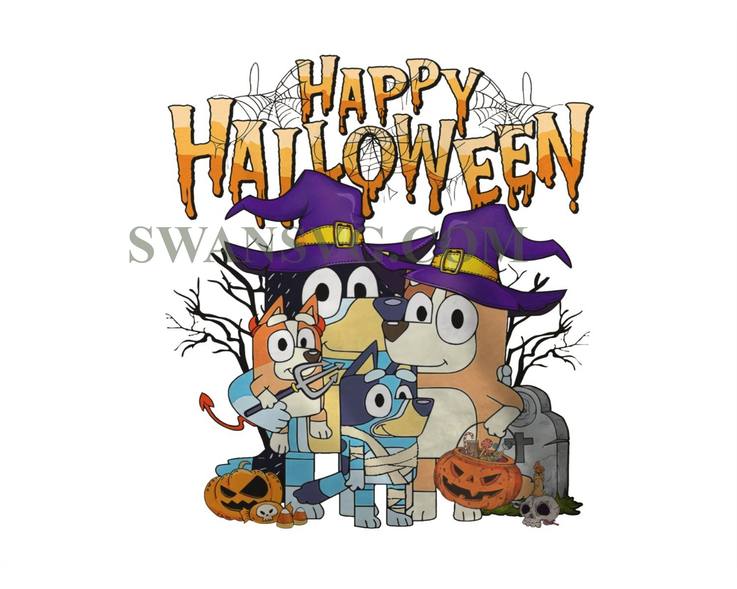 Happy Halloween Bluey Witch Png Digital File