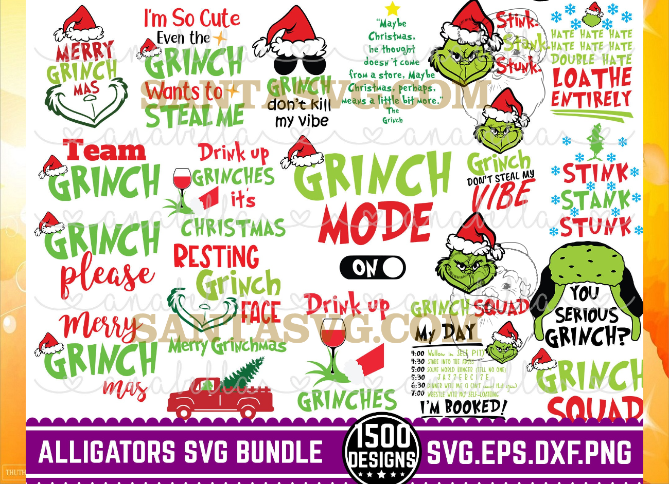 Christmas Quote Bundle Svg, Grinchmas, Grinch Face svg, Grinch