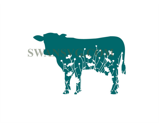 Floral cow svg, cow svg, heifer mandala svg