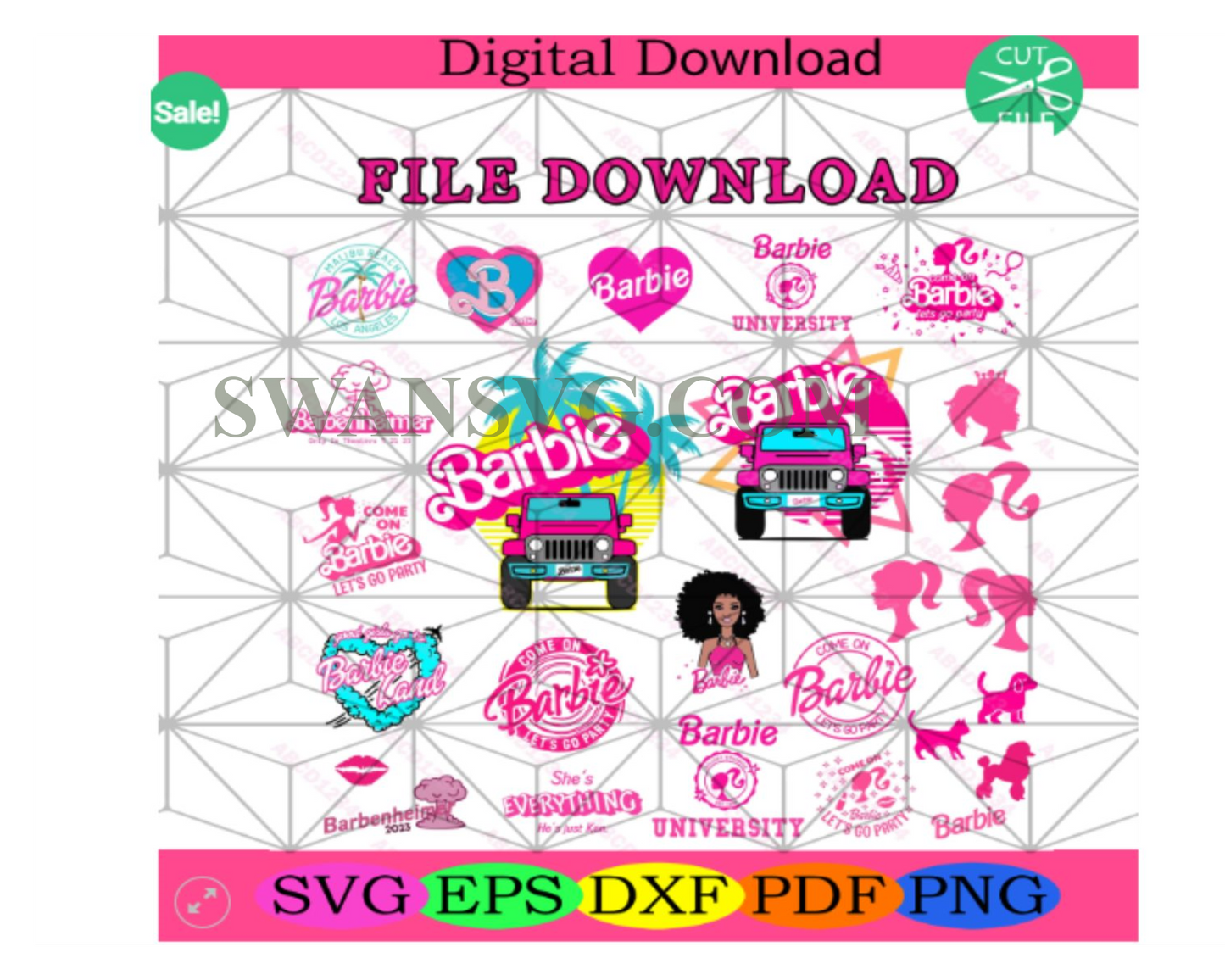 Barbie Girl Barbie Doll Bundle Layered Files Svg