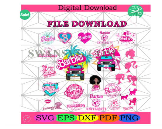 Barbie Girl Barbie Doll Bundle Layered Files Svg