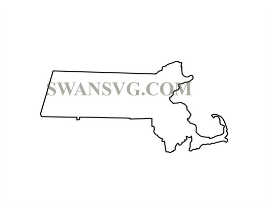 Massachusetts Outline SVG Files , Massachusetts Cut Files