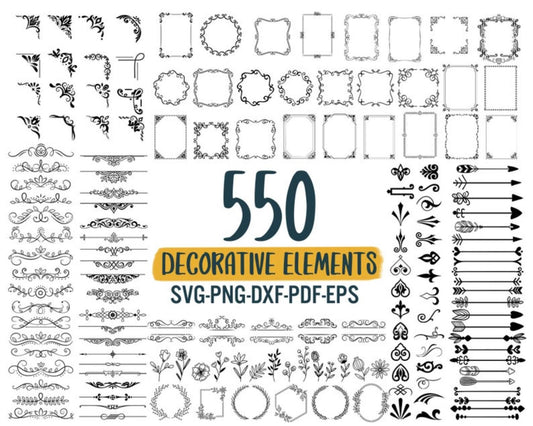 550 Decorative Elements SVG, Ornaments svg, Flourishes SVG
