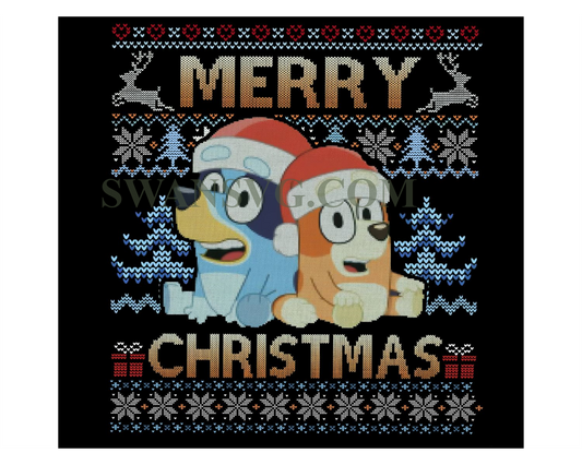 Bluey Ugly Merry Christmas 2023 Png, Bluey Christmas, Blue Dog