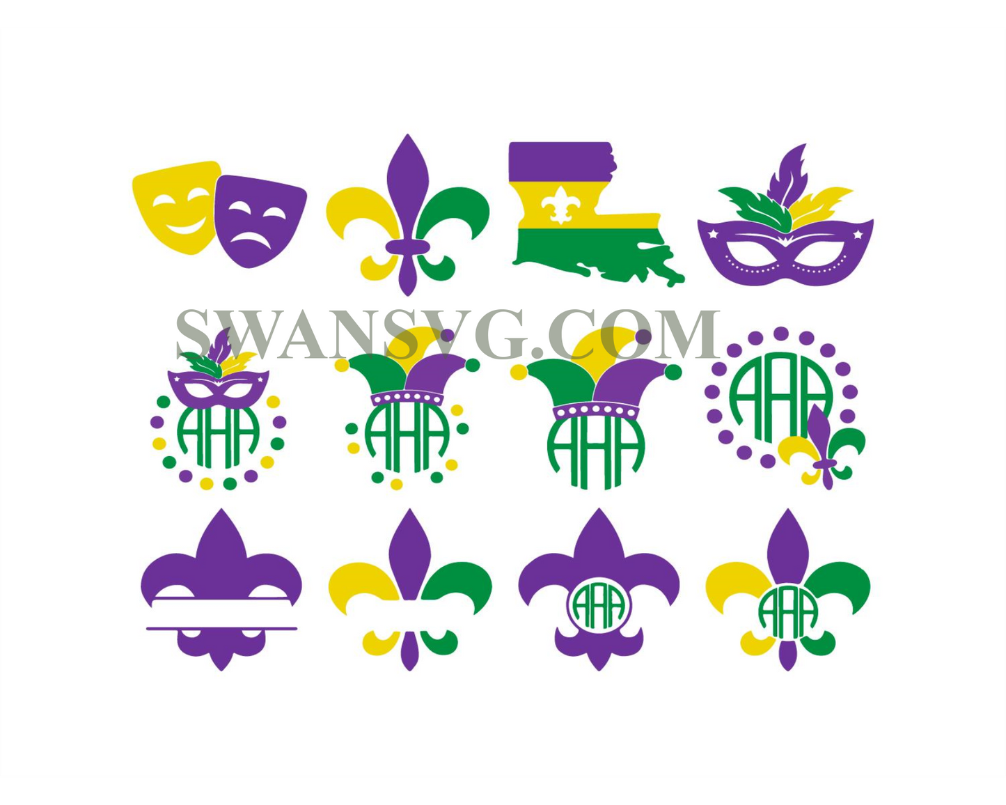 Mardi Gras SVG File Bundle, Fleur De Lis Svg, Mardi Gras Mask Svg