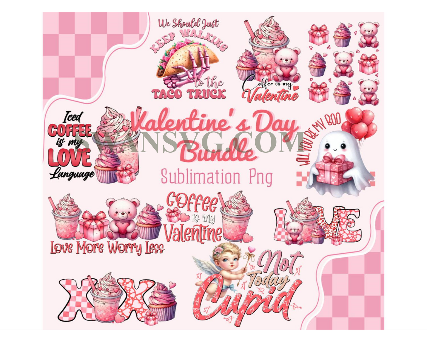 Valentine Bundle Sublimation Clipart PNG Graphic