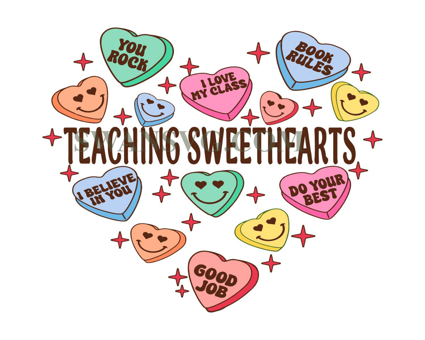 Teaching Sweetheart PNG, Candy Heart Smiley Face, Teacher Valentine