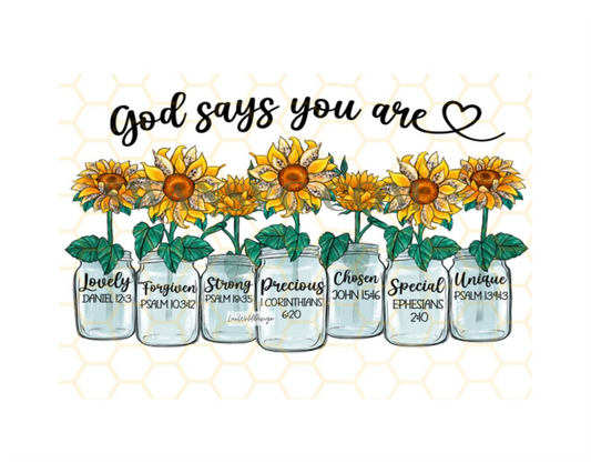 God Says You Are Png, Faith Clipart, Sunflower Png, Sublimation Design