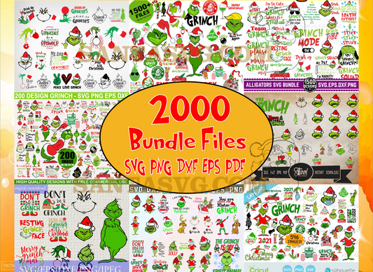 2000 Bundle Grinch Svg,  Christmas Svg, Grinchmas svg, Grinch face