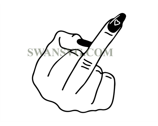 Female Middle Finger Silhouette Svg, Girl Power, Hand Sign