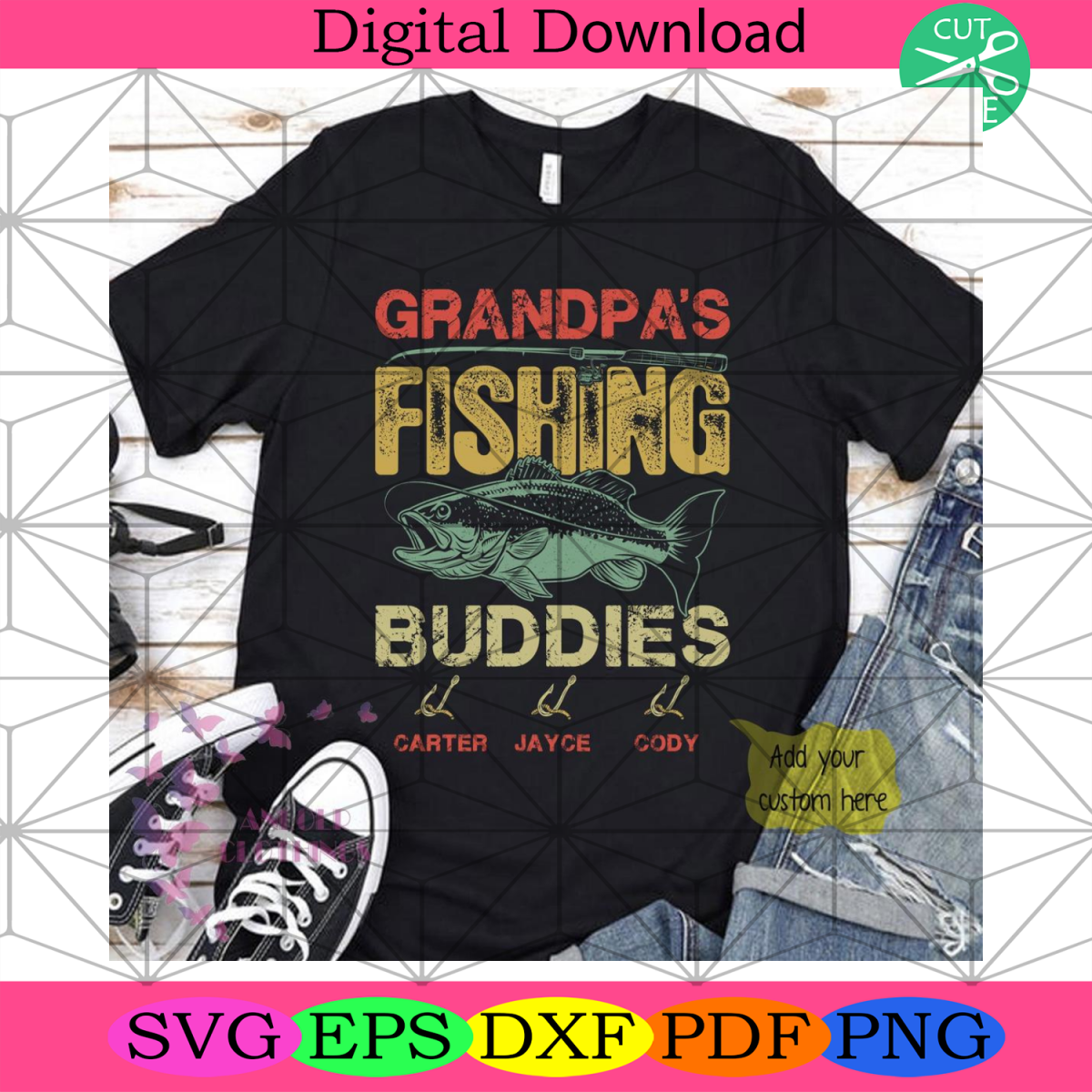 Grandpas Fishing Buddies Svg, Cool Dad Svg, Grandpa Svg