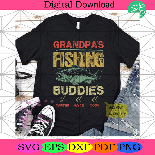 Grandpas Fishing Buddies Svg, Cool Dad Svg, Grandpa Svg