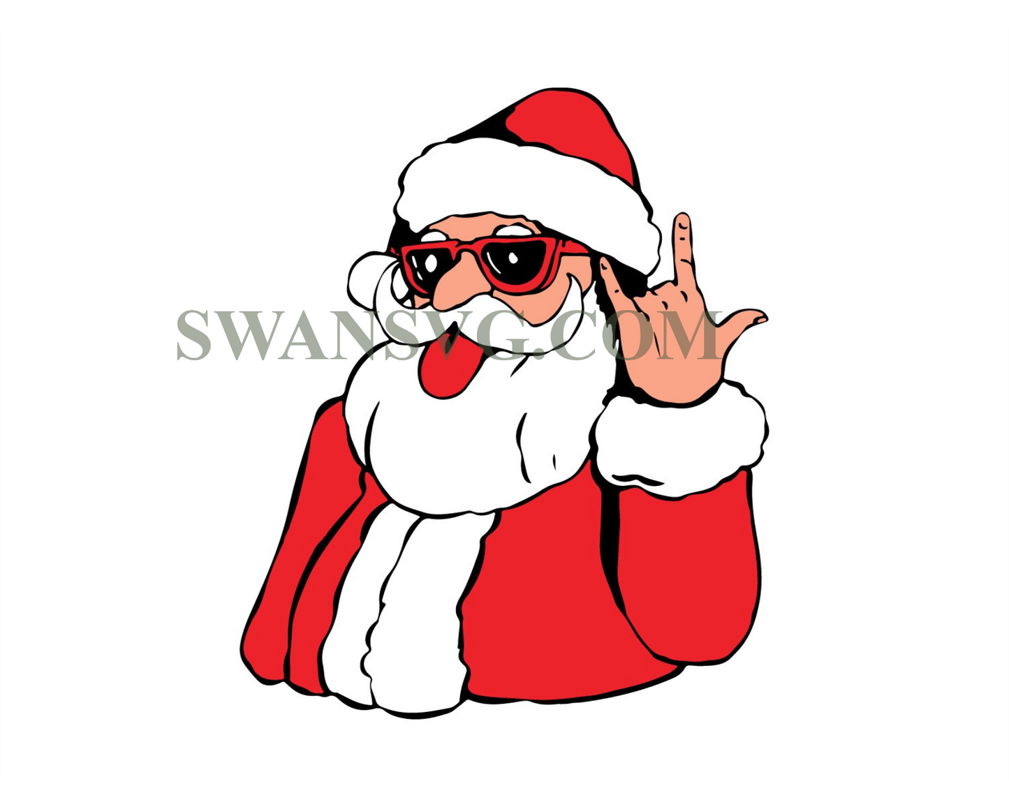 Santa Rock On Hand Svg Rocker Santa Svg Digital File