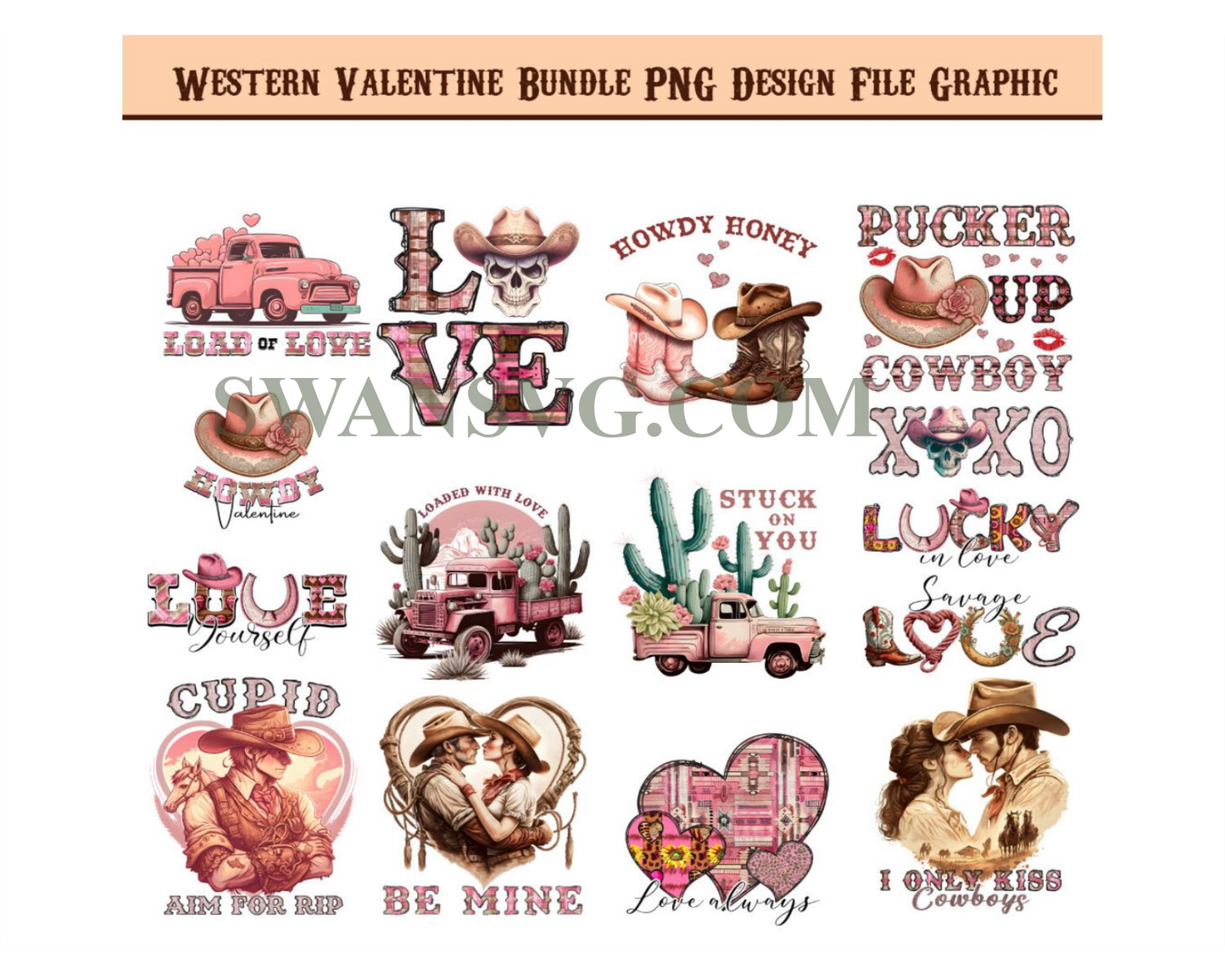 Western Valentine Bundle PNG Design File Graphic