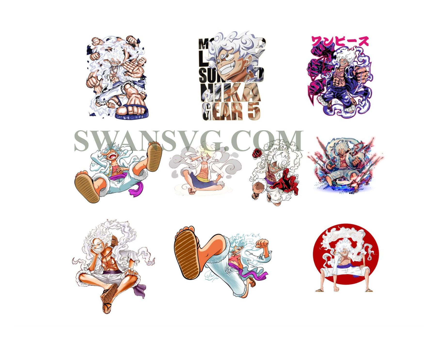 One Piece Svg Bundle, Luffy Gear 5 Svg , Luffy Nika, One Piece Anime