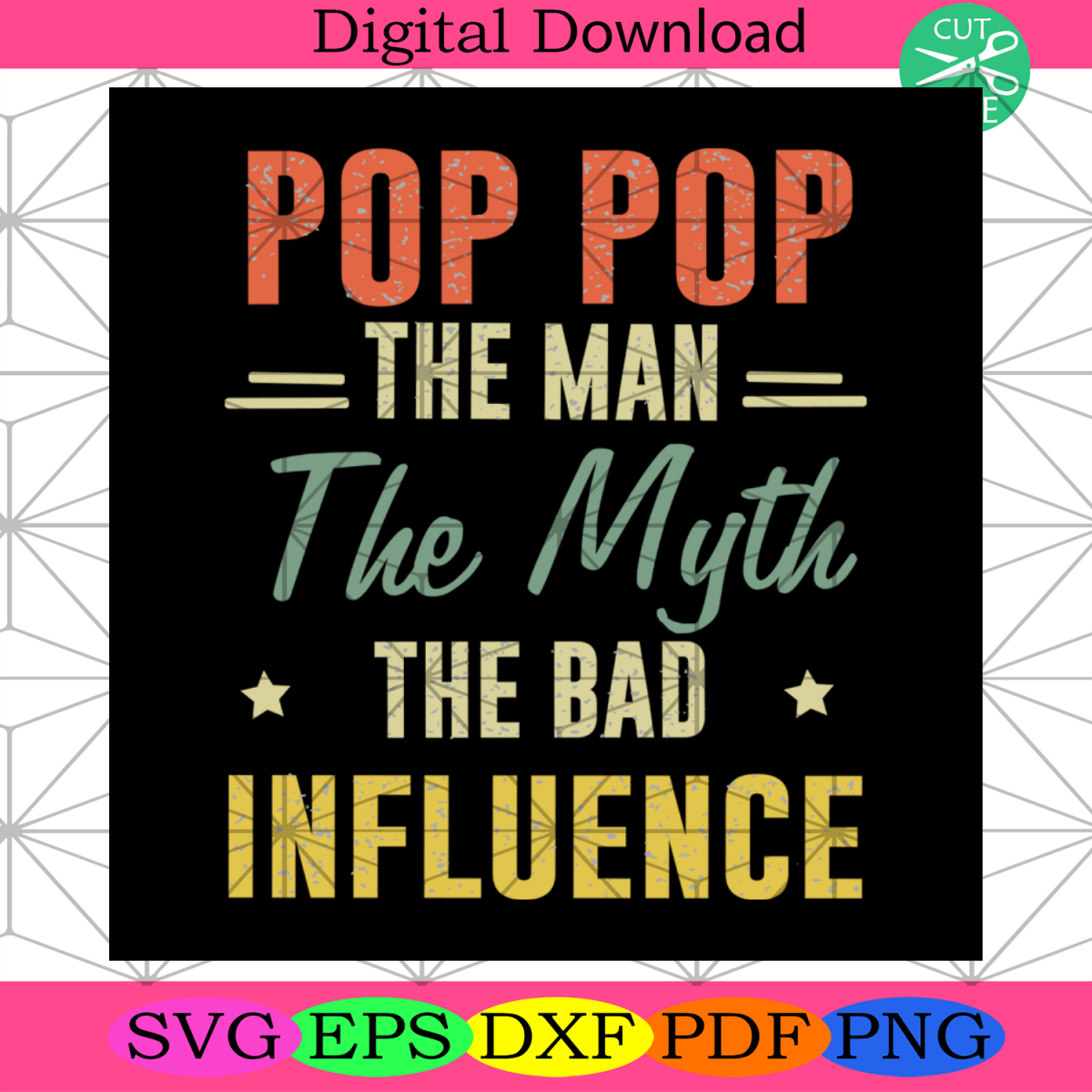 Pop Pop The Man The Myth The Bad Influence Svg, Daddy Svg