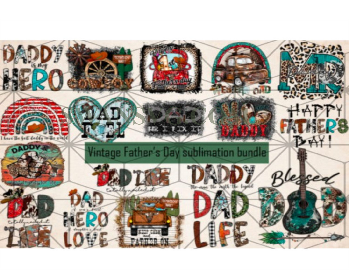 Vintage Fathers Day Bundle, Dad PNG, Western Father's Day Sublimation