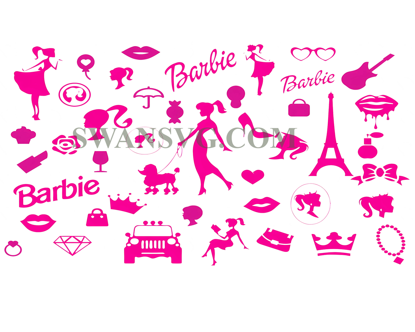 Barbi Icons Bundle Logo Babe Doll Girly Princesse Svg Silhouette