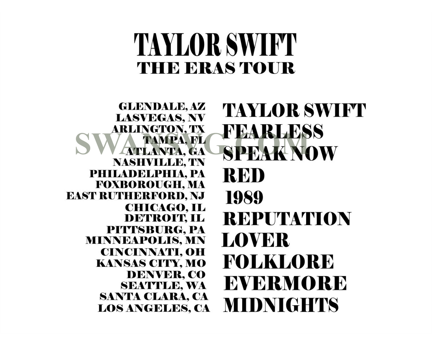 Taylor Swift Eras Tour SVG